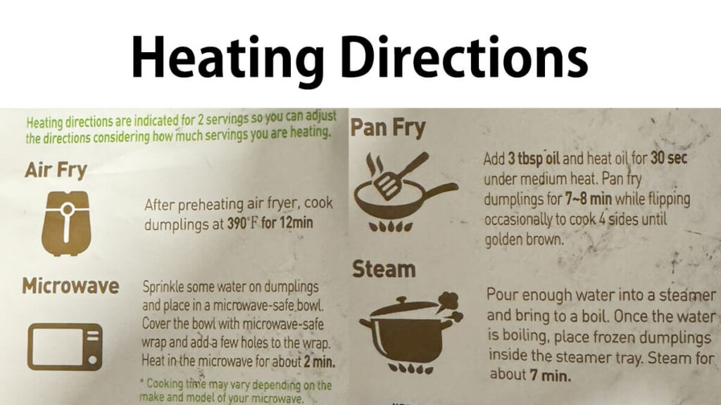 Dumplings Heating Directions