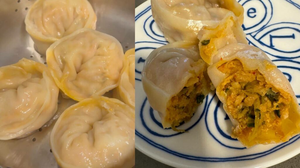 Ottogi Premium Kimchi Dumplings packed with spicy kimchi and savory pork