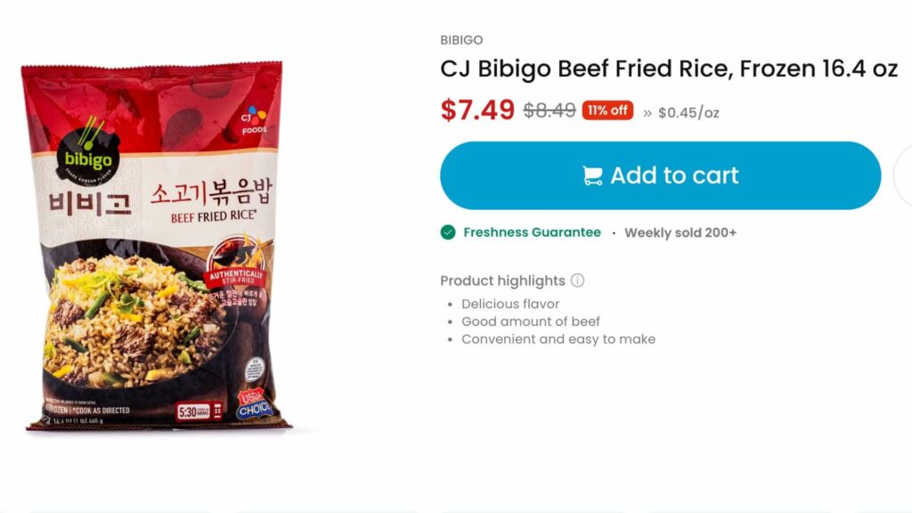 sayweee bibigo beef fried rice