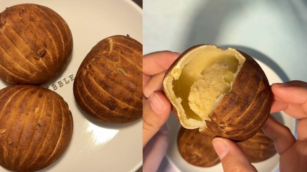 Cross-section view of Daedoo Foods Real breads showing authentic ingredients inside